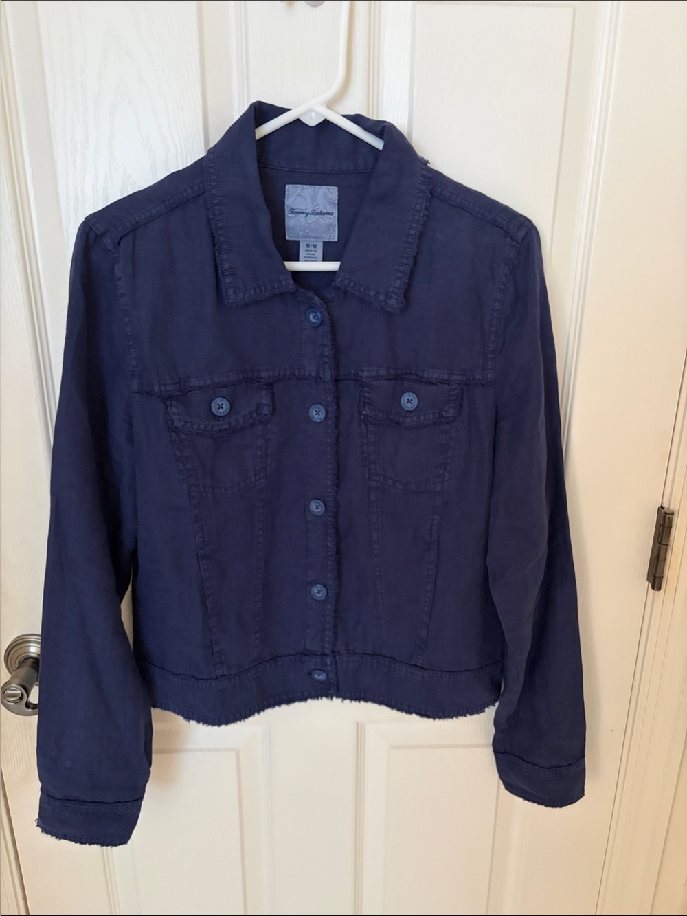 Tommy Bahama Navy Blue Button-Up Jean Jacket